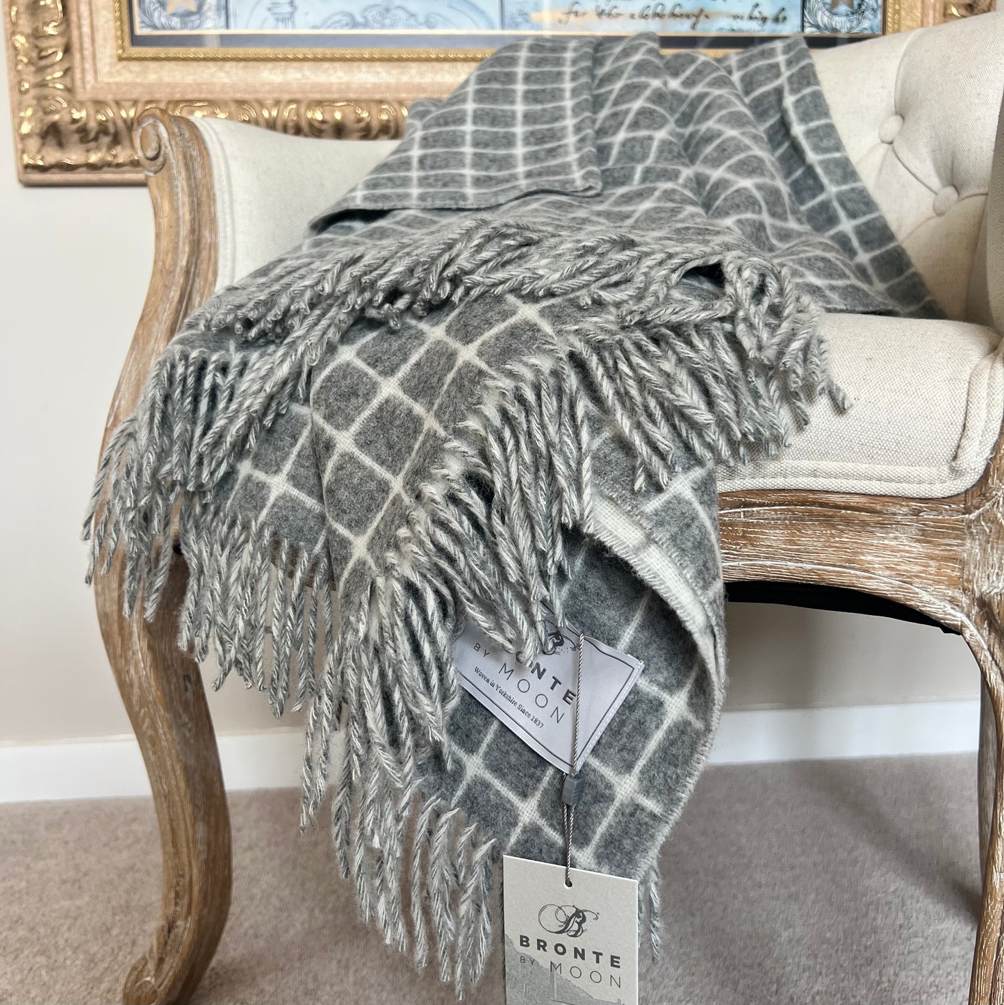 Grey Checked Athens Lambswool Throw