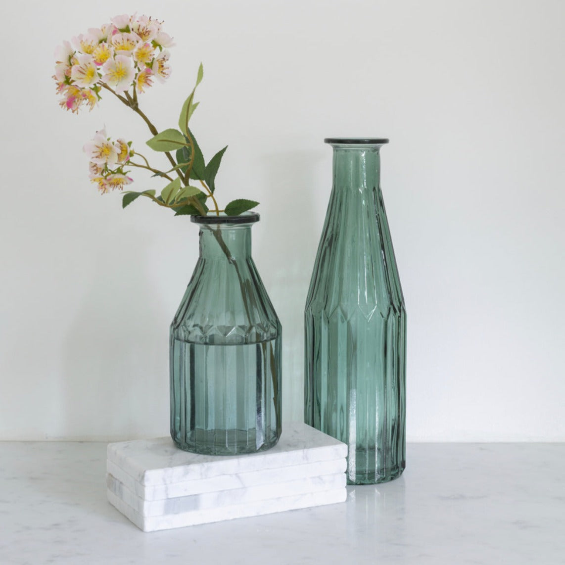 Two Rene Sea Green Vases