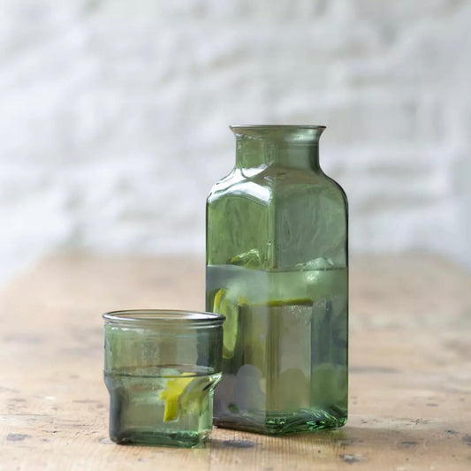 Green Carafe and Glass Set