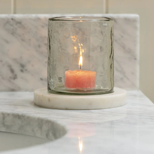 Marble Base with Hammered Glass Vase