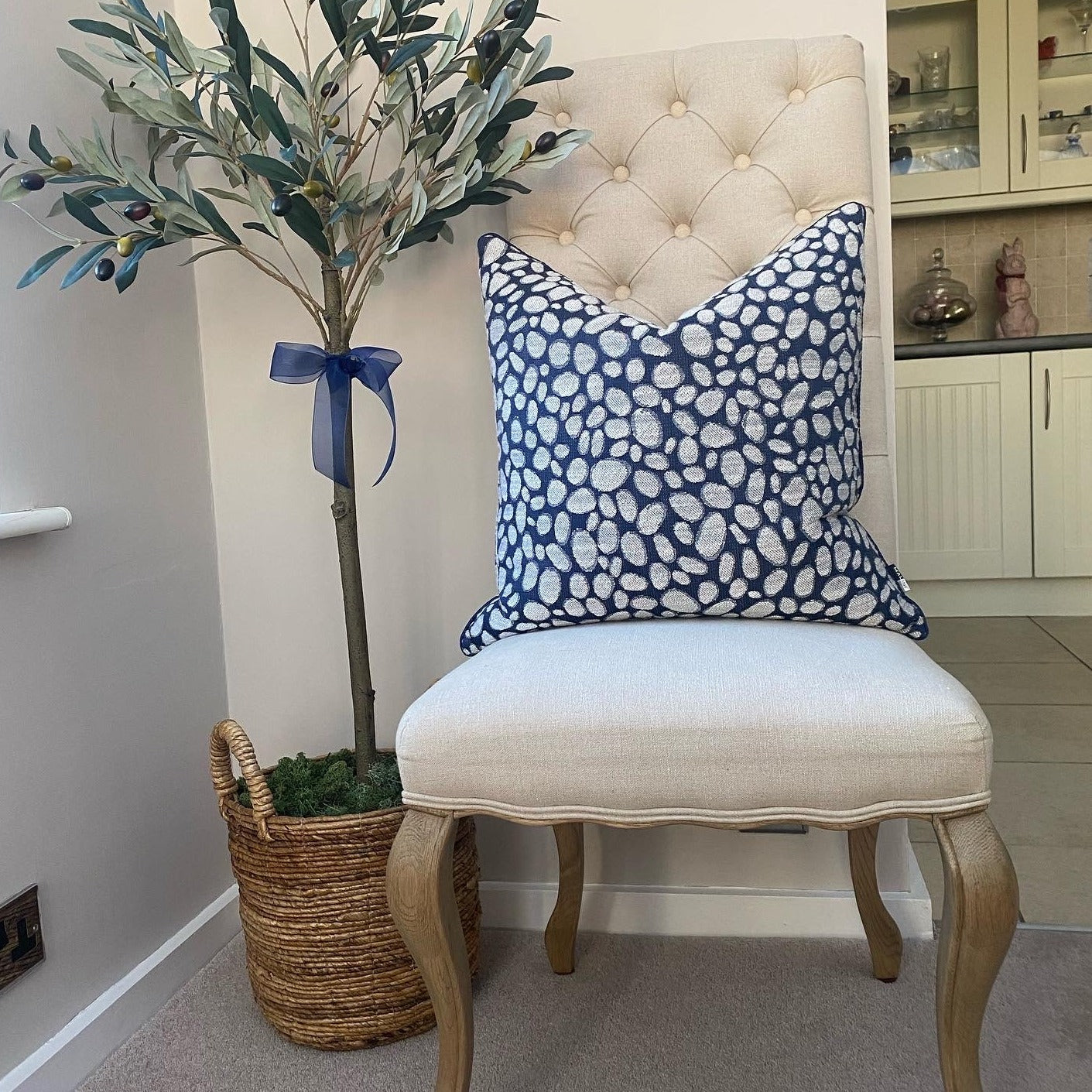 Navy Blue Pebbles Cushion