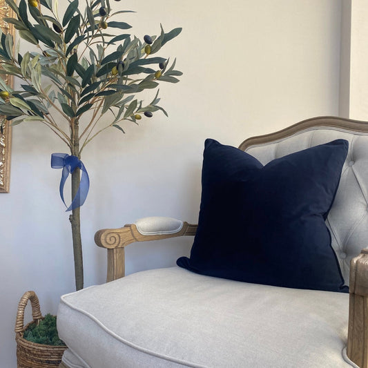 Navy Blue Velvet Cushion