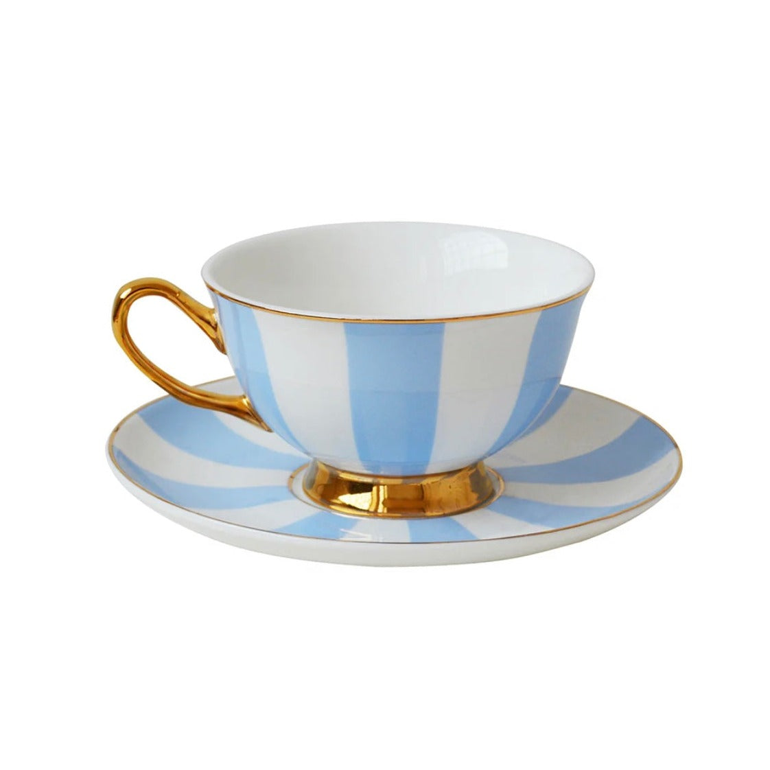 Monte Carlo Blue Striped Teacup & Saucer