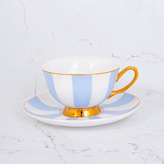 Monte Carlo Blue Striped Teacup & Saucer