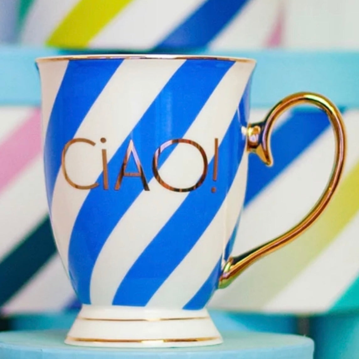 Portofino Blue Striped CIAO Mug