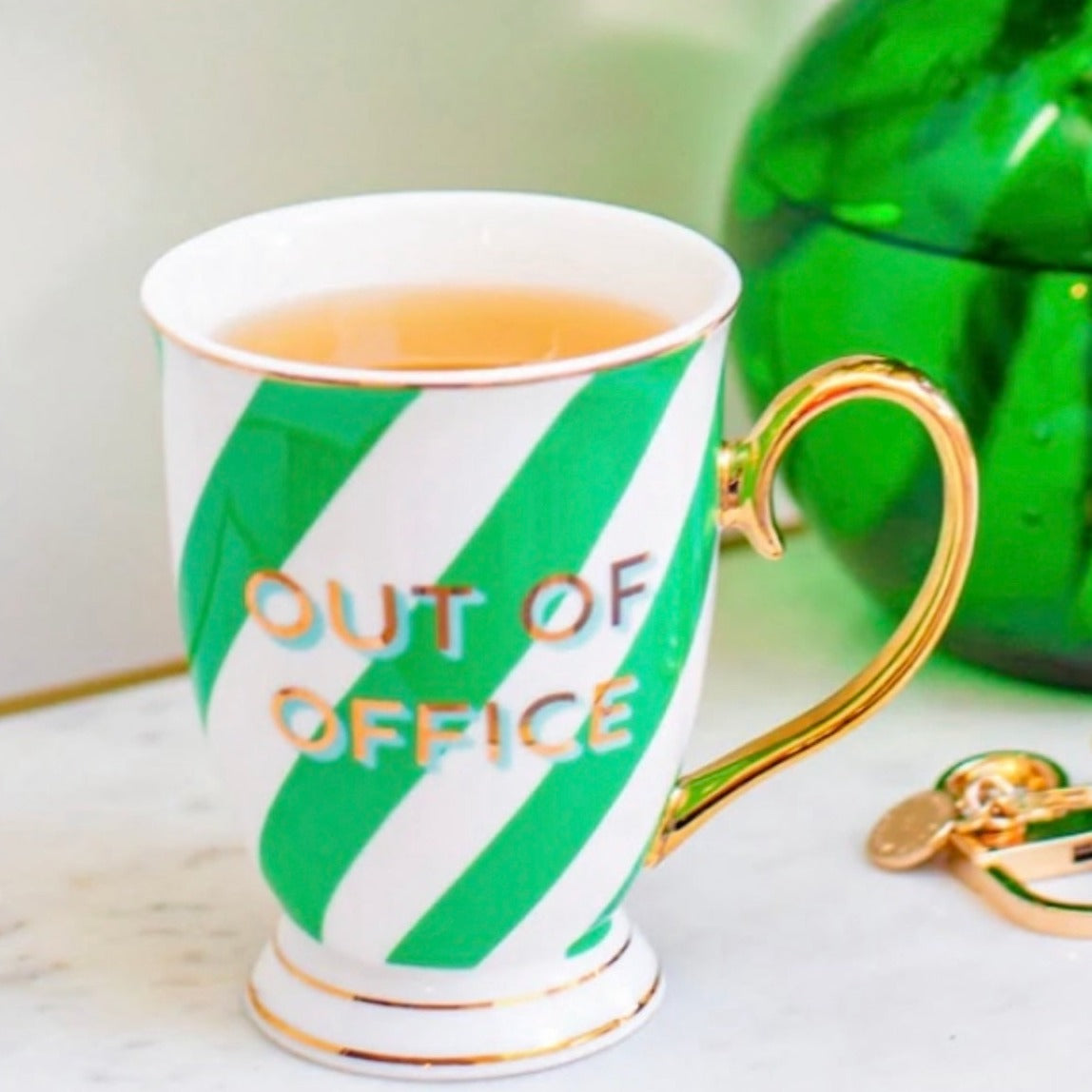 Portofino Green Striped Out of Office Mug