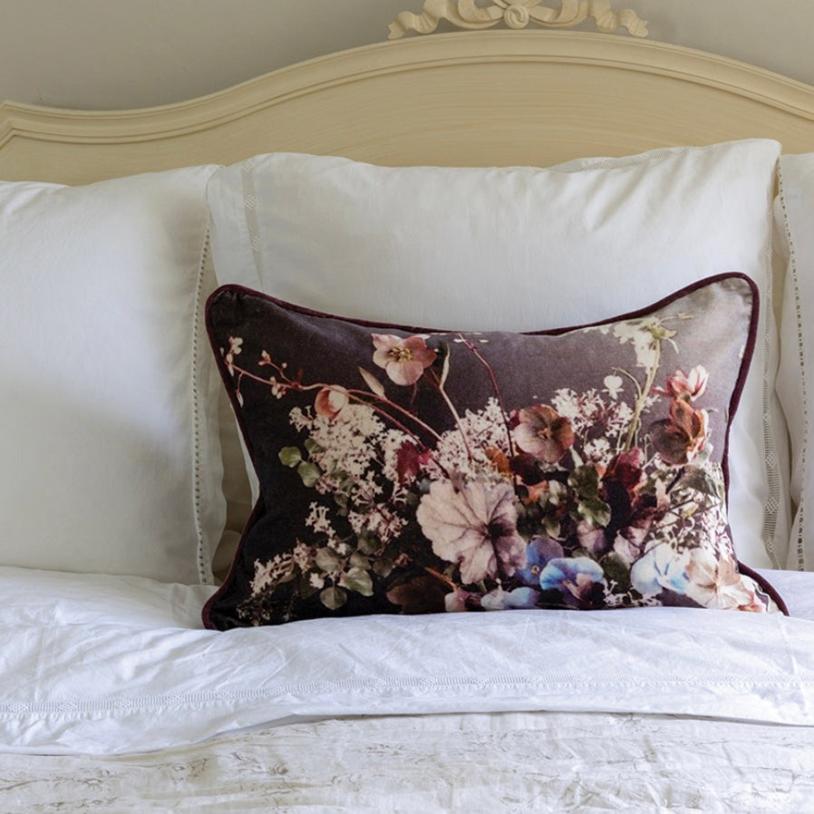 Hellebore Velvet Cushion