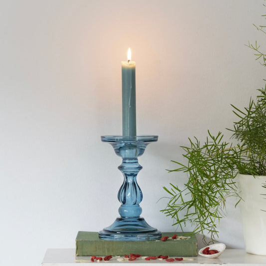 Blue Azure Glass Candle Holder