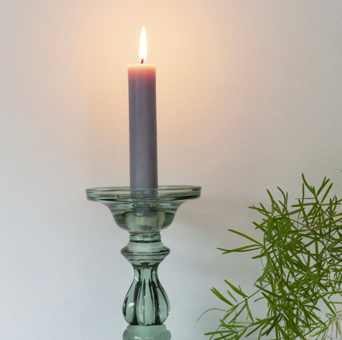 Sea Green Glass Candle Holder