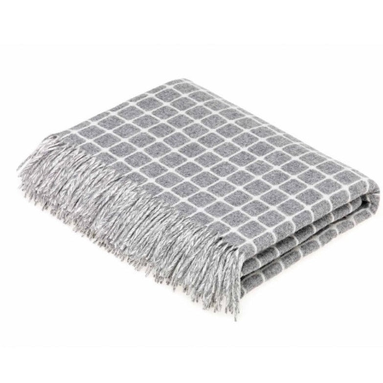 Grey Checked Athens Lambswool Throw