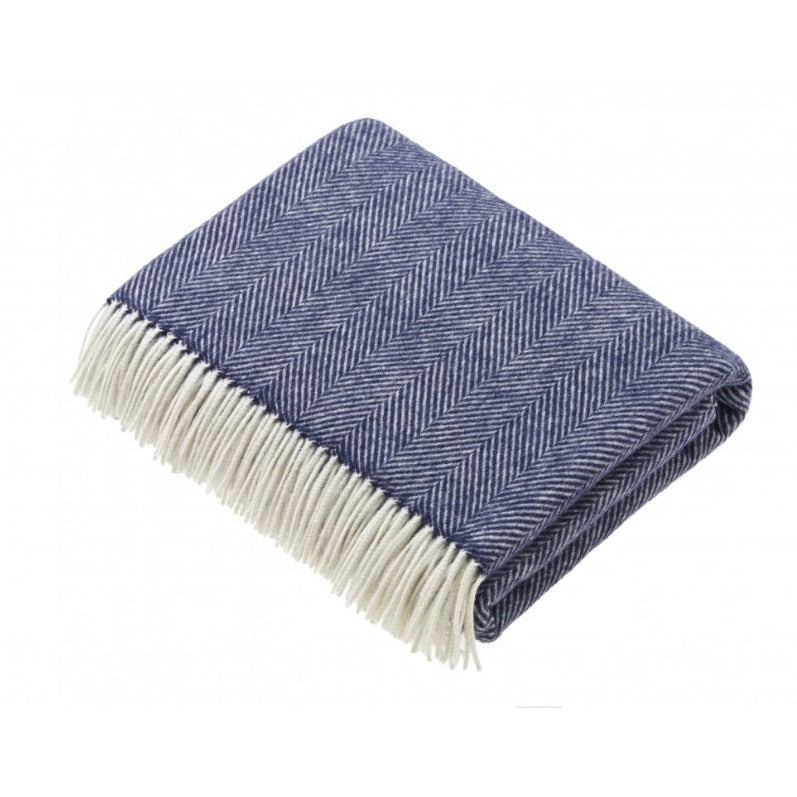 Herringbone Blue Lambswool Throw