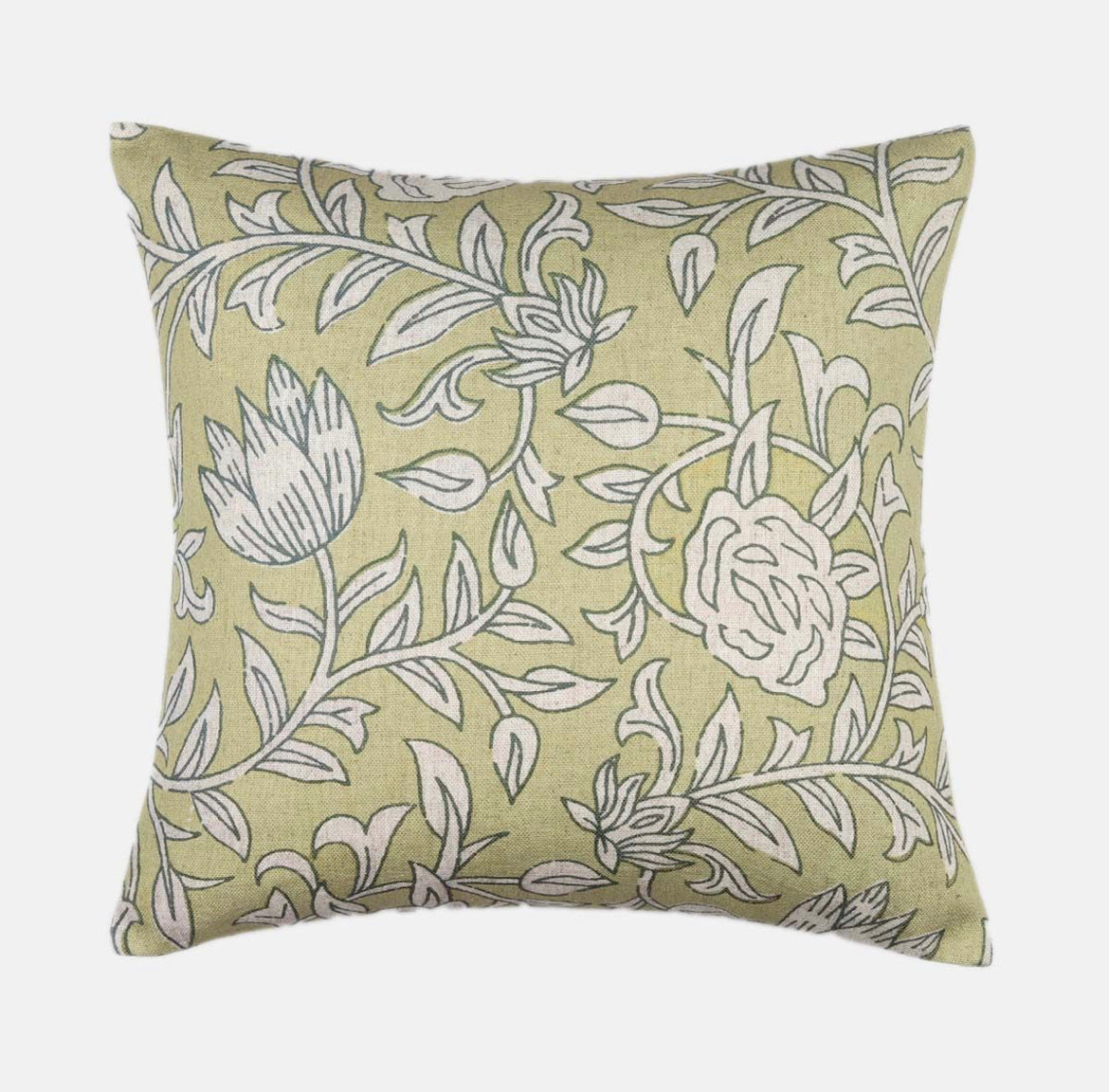 Lime Green Floral Cushion