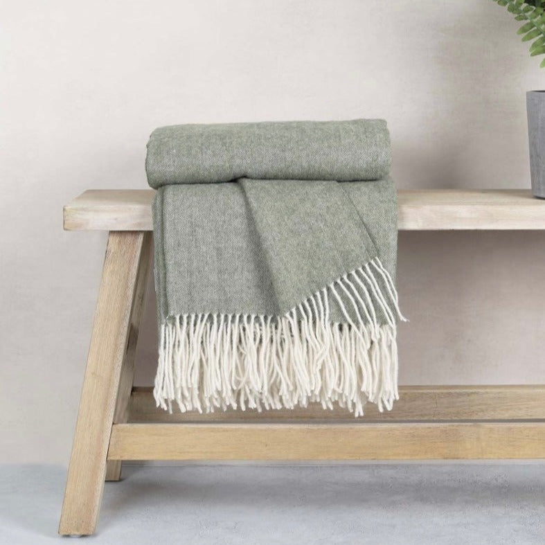 Olive Green Wool Throw