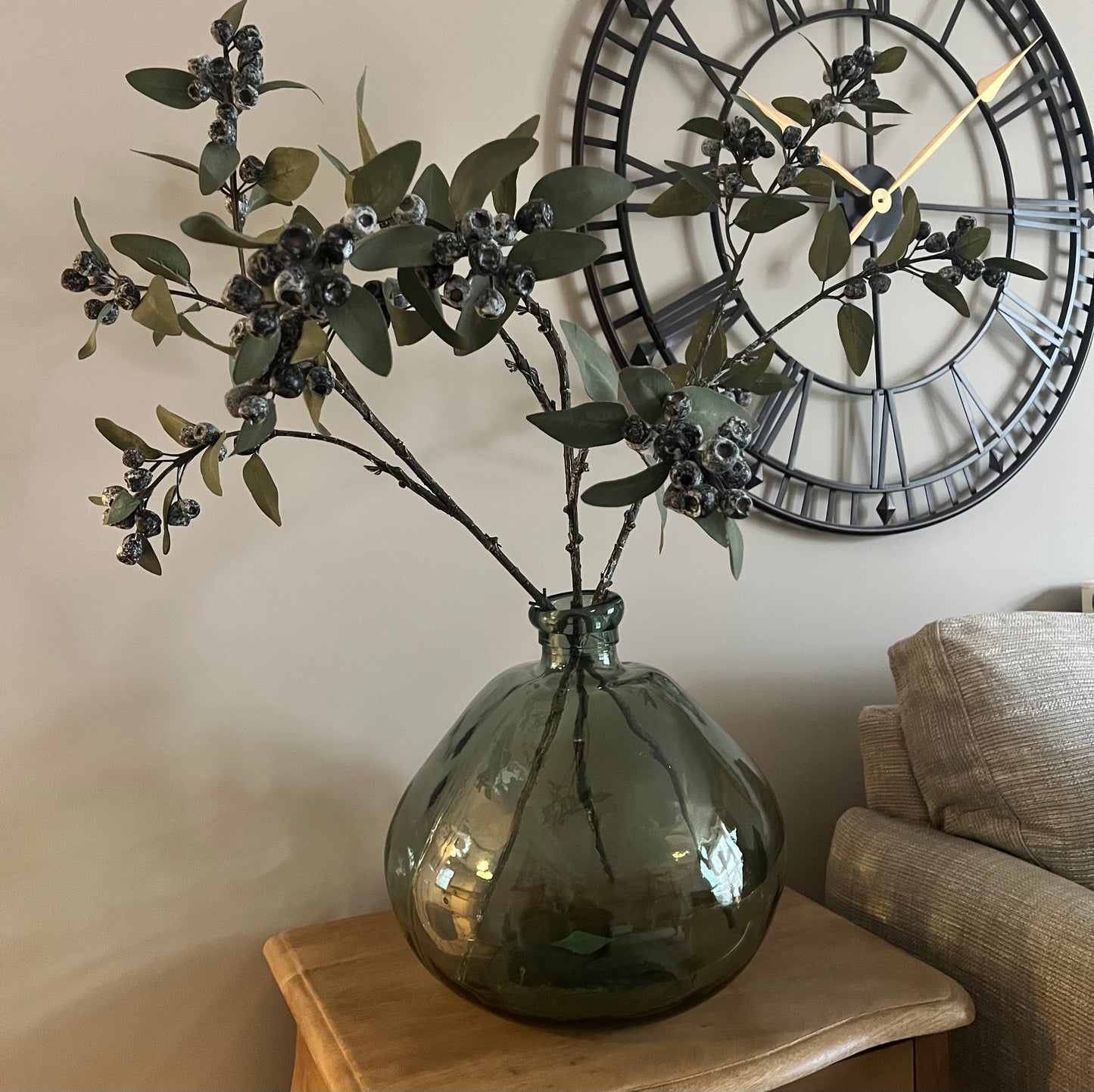 Round Large Khaki Glass Vase