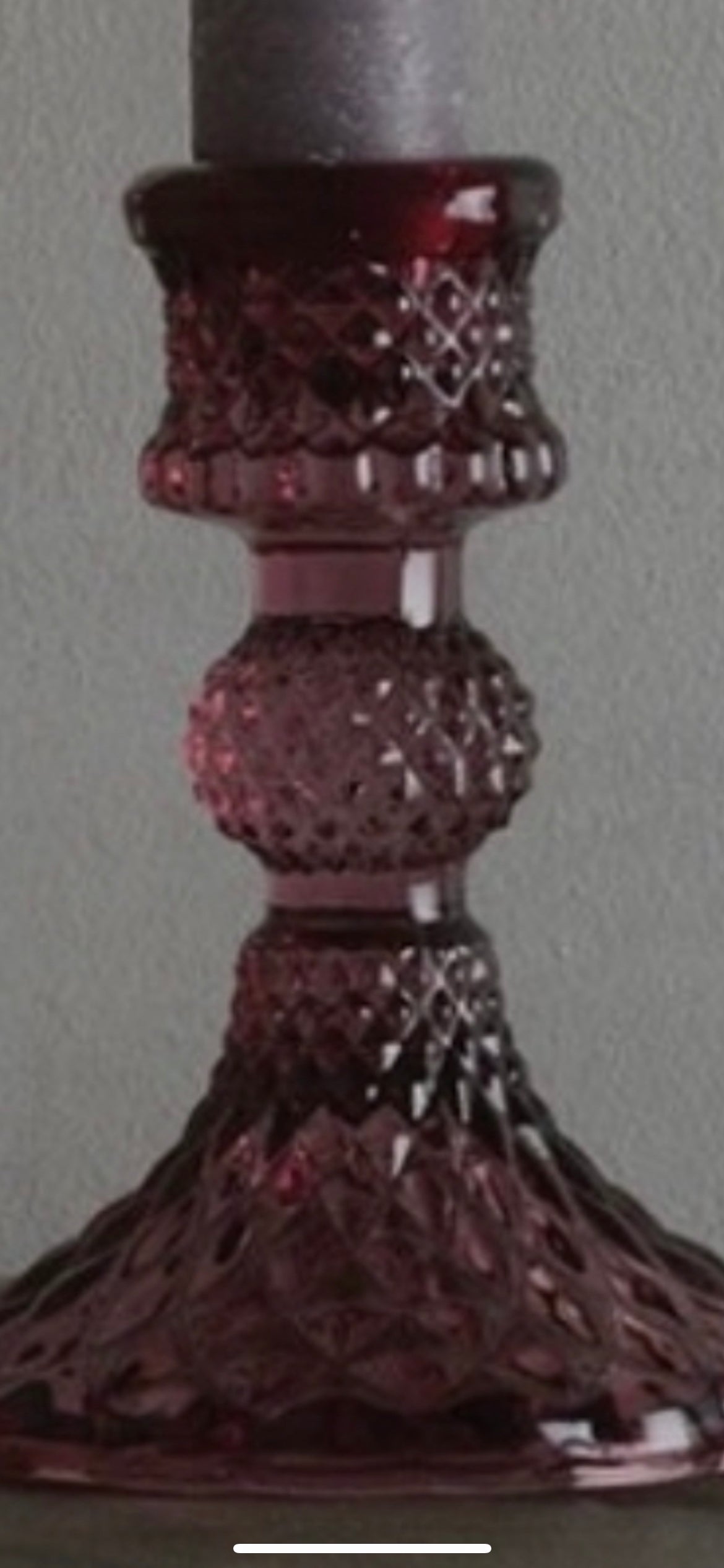 Amethyst Glass Harlequin Candlestick